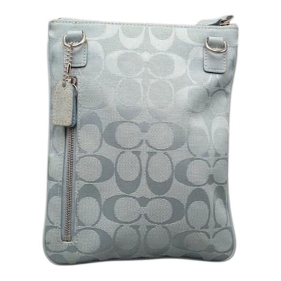 Coach Light Blue Signature Canvas and Suede Crossbody Bag - Picture 3 of 11